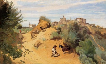 Genzano Cabrero y Pueblo al aire libre Romanticismo Jean Baptiste Camille Corot Pinturas al óleo